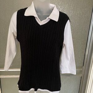 VINTAGE Christopher & Banks cable-knit Sweater, Black & White, like vest, size M